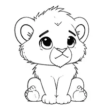 Kawaii Lion Cub Colouring Page