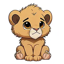 Kawaii Lion Cub Colouring Page Color