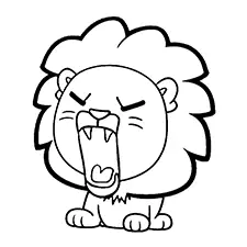 Kawaii Roaring Lion Coloring Sheet