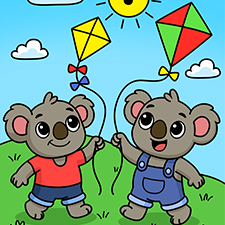 Koalas Playing Kites Printable