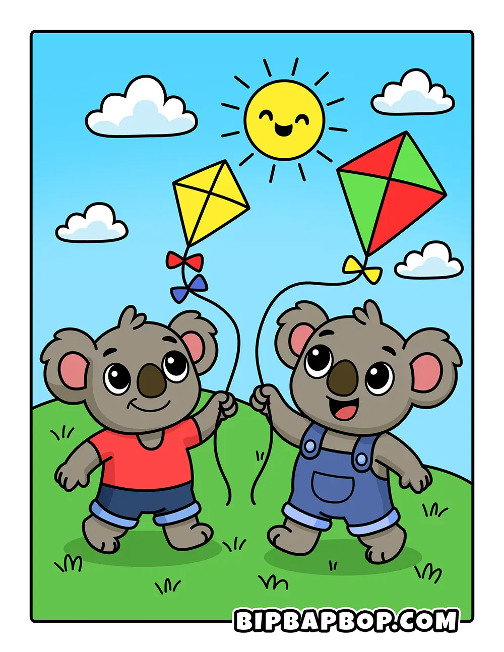 Koalas Playing Kites Printable