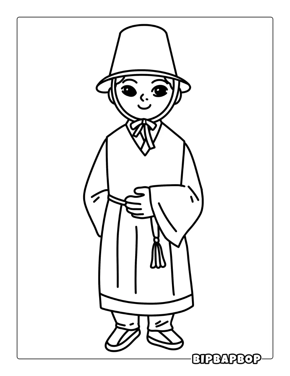 Korean Boy Coloring Page