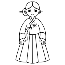 Korean Girl Coloring Page