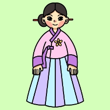 Korean Girl Coloring Page