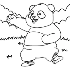 Panda Doing Kung Fu Coloring Page Black & White