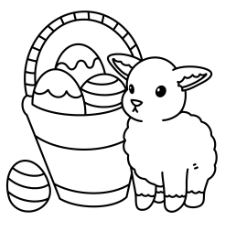 Lamb Next To Easter Basket Coloring Page
