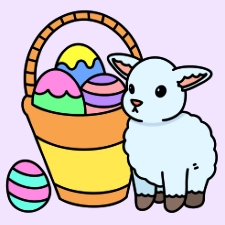 Lamb Next To Easter Basket Coloring Page