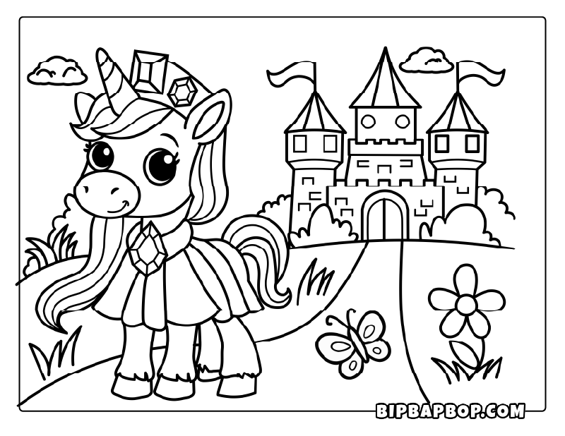 Land Unicorn Coloring Page