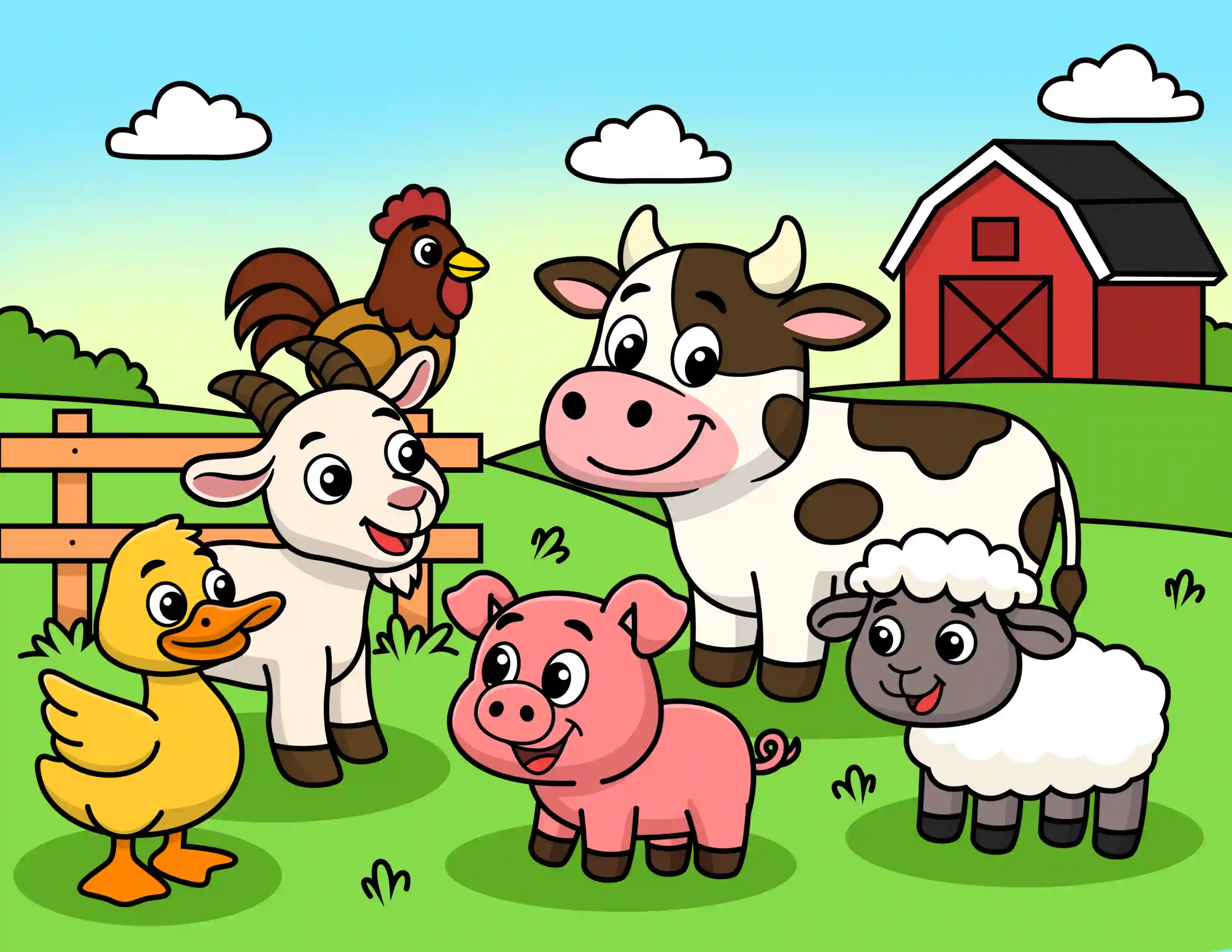 Laughing Farm Animals Coloring Page