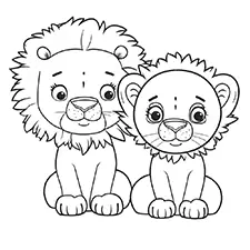 Lion & Lioness Coloring Page