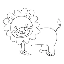 Cute Lion Printable Black & White