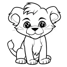 Lion Cub Coloring Page Black & White