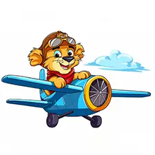 Lion Flying Airplane Coloring Page Color