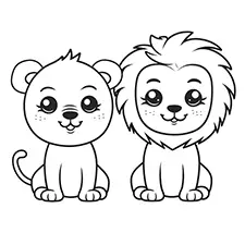 Lion & Lioness Printable Black & White