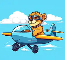 Lion Plane Pilot Coloring Page