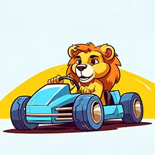 Lion Racing Car Driver Coloring Page