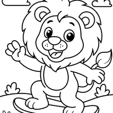 Lion Riding A Skateboard Coloring Page