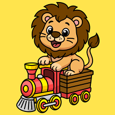 Lion Riding A Train Printable