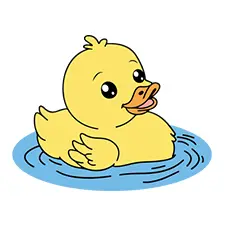 Little Duck Swimming Coloring Page Color