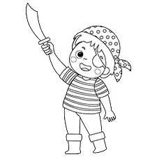 Little Boy Pirate With Sword Picture Black & White