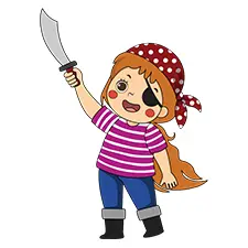 Little Pirate Girl With A Sword Coloring Sheet