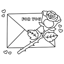 Love Letter And Rose Coloring Page