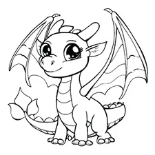 Magic Dragon Coloring Page Black & White