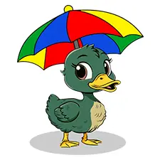 Mallard Duck With An Umbrella Coloring Page