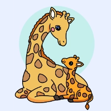Mama Giraffe And Calf Coloring Page