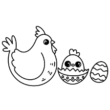 Mama Hen With Easter Chick Coloring Page