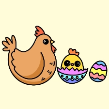 Mama Hen With Easter Chick Coloring Page