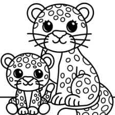 Mama Jaguar And Cub Coloring Page