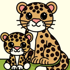 Mama Jaguar And Cub Coloring Page