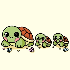 Mama Turtle And Hatchlings Coloring Page