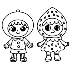 Melon And Strawberry Kid Coloring Page