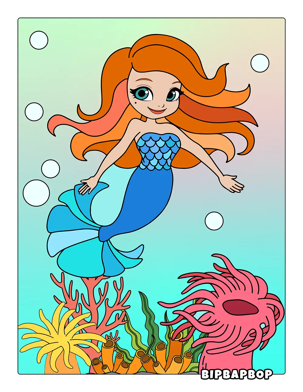 Mermaid & Sea Anemones Printable