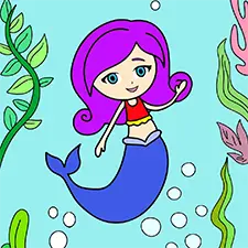 Mermaid & Bubbles Coloring Page