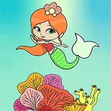 Mermaid & Corals Coloring Sheet