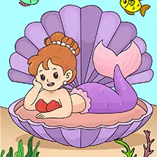 Mermaid Lying On A Shell Printable