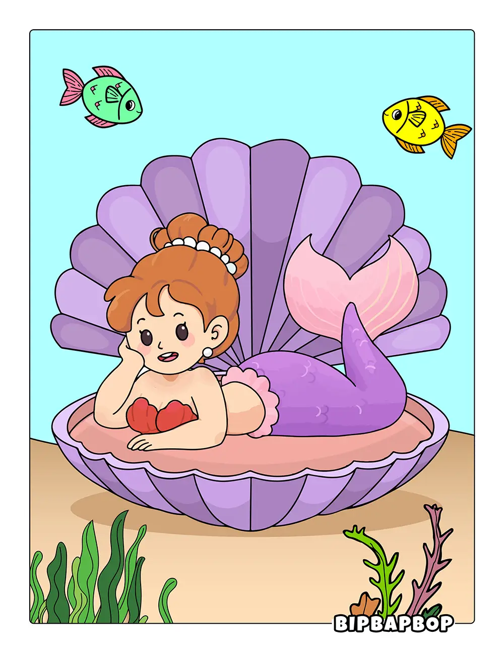 Mermaid & Dolphin Playing Ball Printable