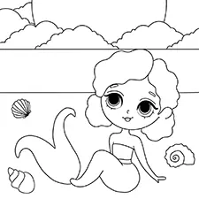 Mermaid Under The Moonlight Printable Black & White