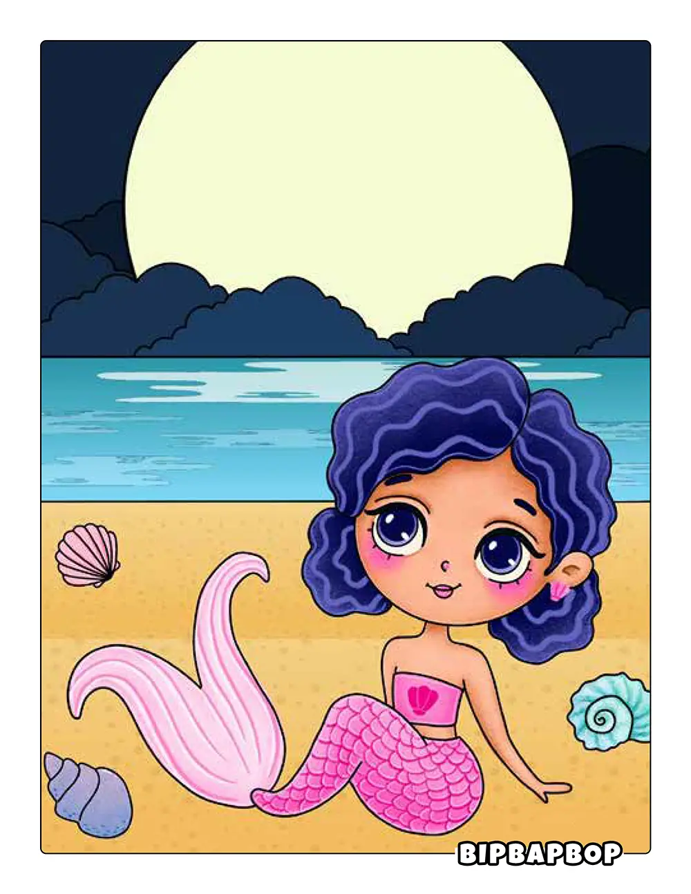 Mermaid Under The Moonlight Printable