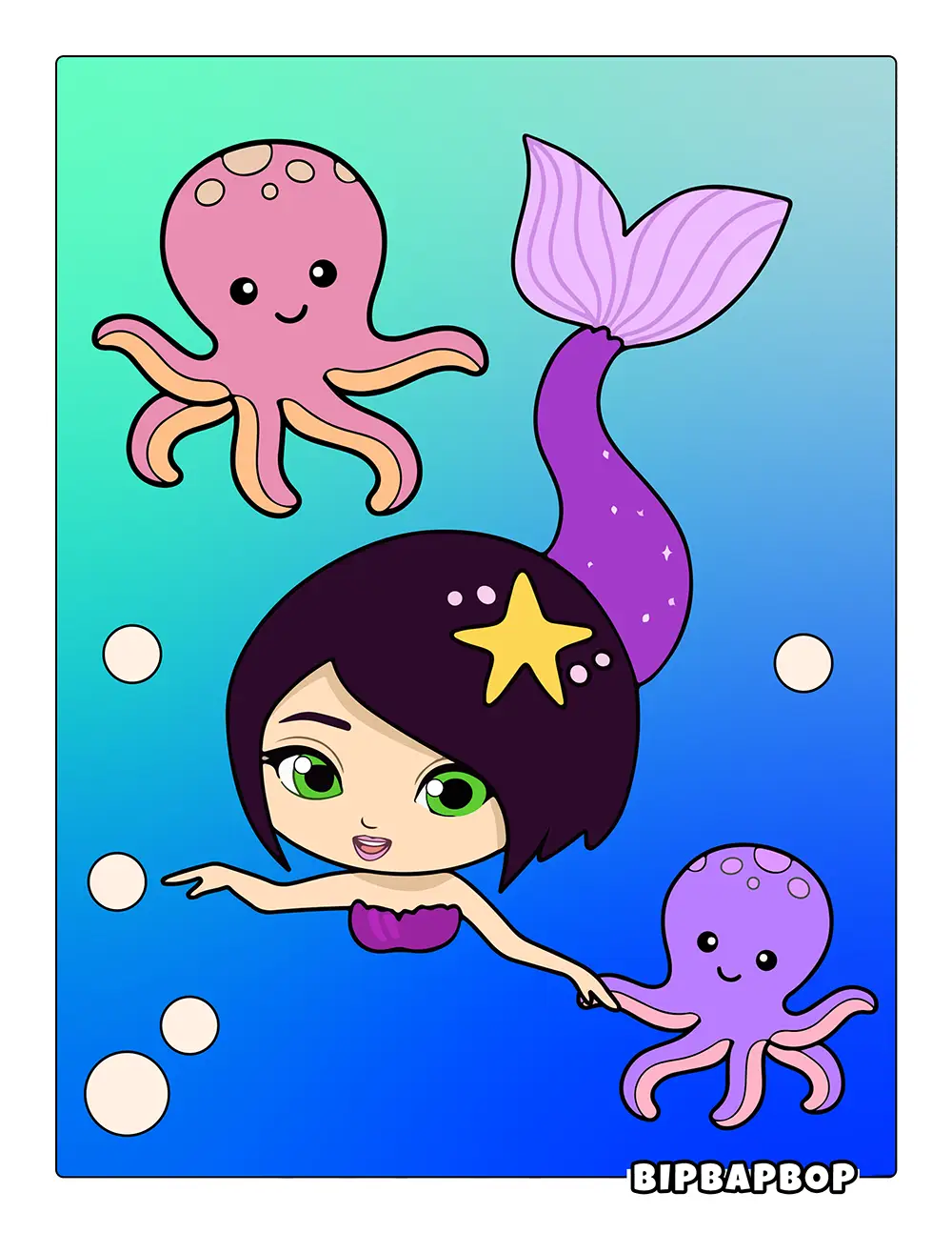 Mermaid & Octopus Printable