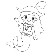 Mermaid Pirate Coloring Page Black & White