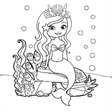Mermaid Princess Printable Black & White