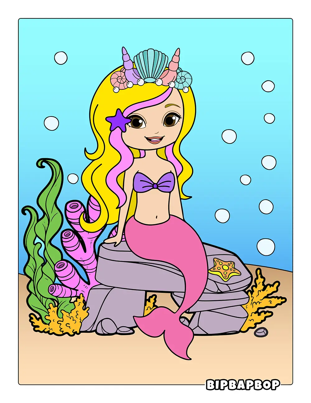 Colorful Leaping Mermaid Printable