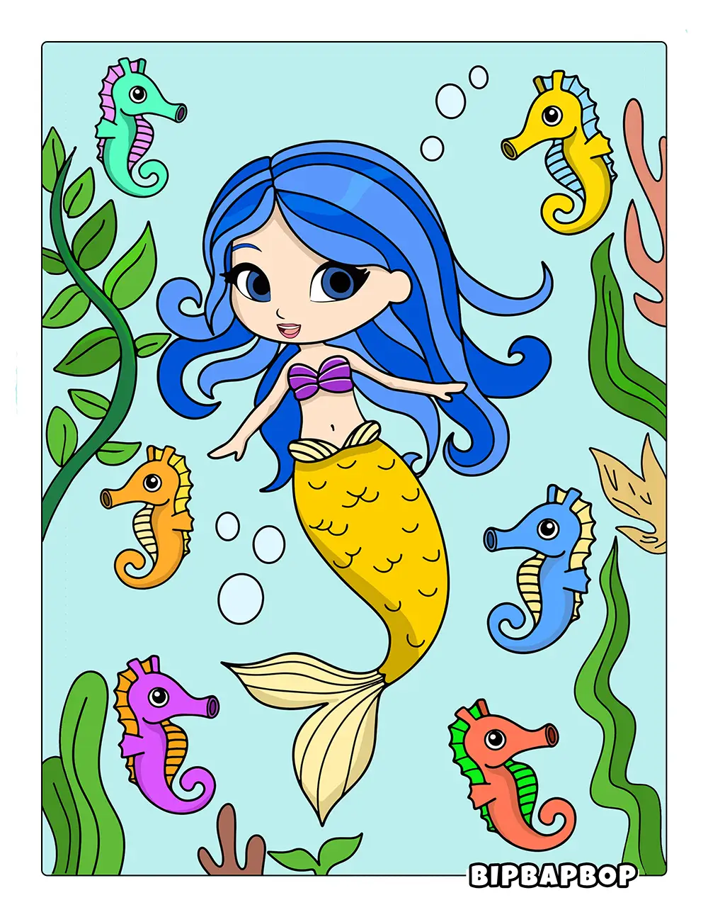 Mermaid & Seahorses Printable
