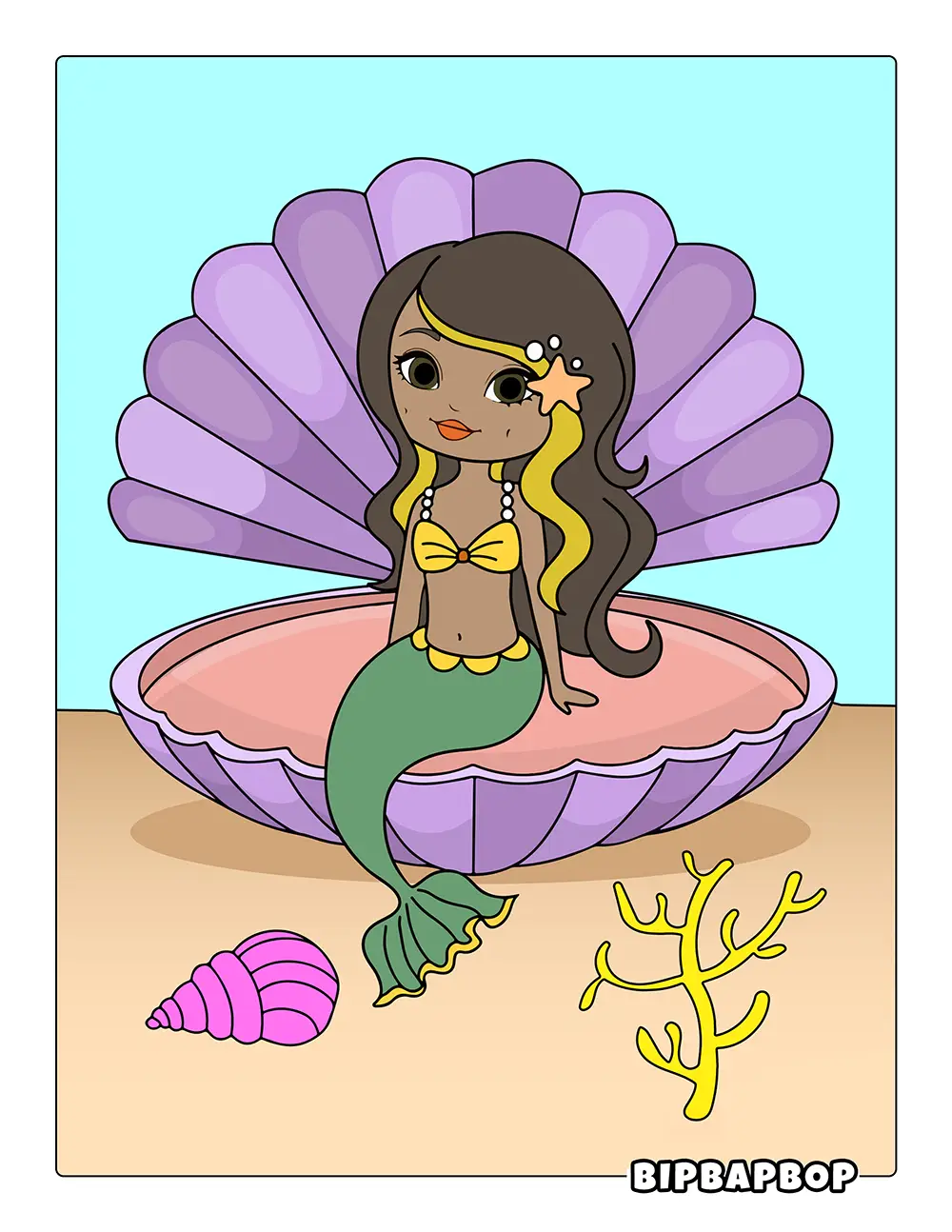 Mermaid In A Shell Printable