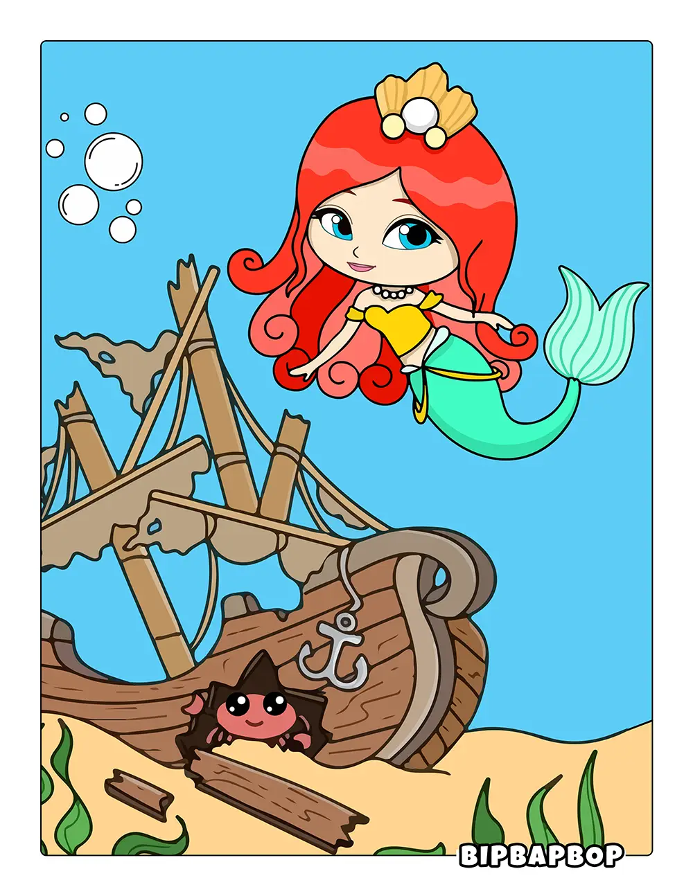 Mermaid & Shipwreck Printable