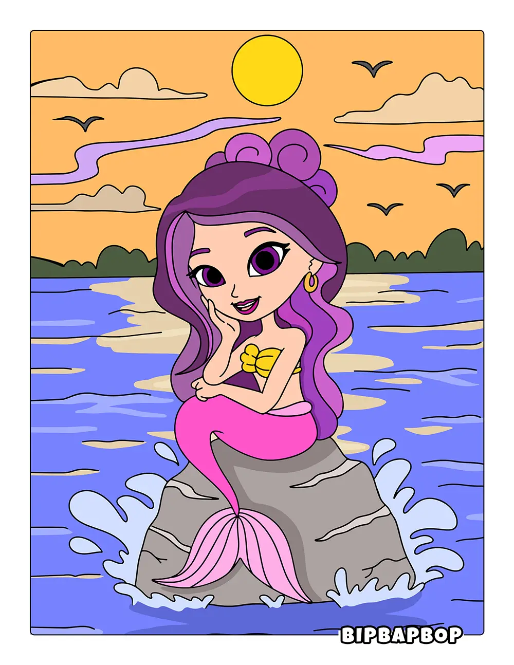 Mermaid At Sunset Printable